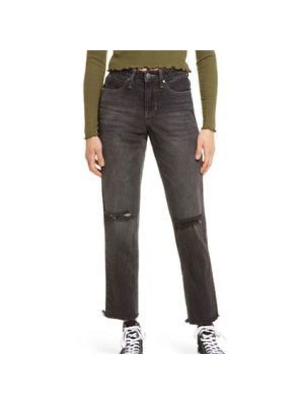 𝅺bp Bnwot Distressed Hi Waist Mom Black Jeans Women New